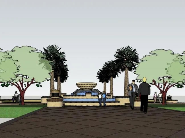Sketchup Landscape Model | Square Landscape, Modern Style