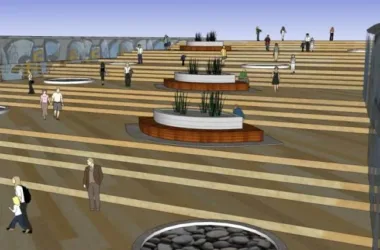 Modern Square Landscape Design in SketchUp-BIM WORLD