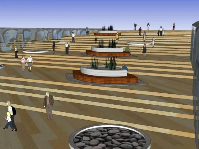 Sketchup Landscape Model | Square Landscape, Modern Style