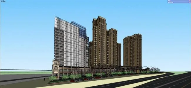 Sketchup Residential Model | High rise apartments, residential communities, Jane Eu, ground floor commercial, residential buildings, neoclassical style