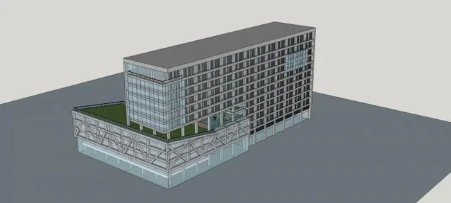 Sketchup office model | Small high-rise office building, modern style