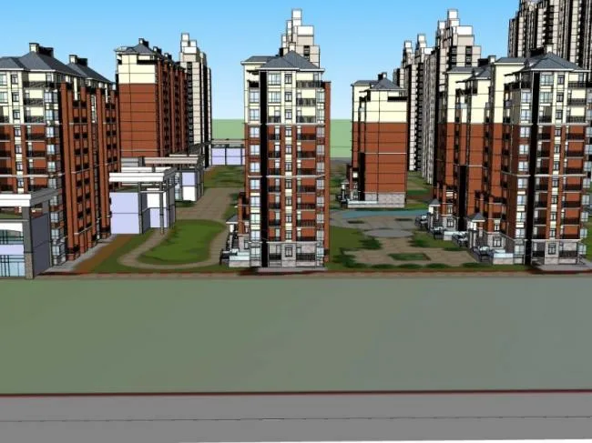Sketchup Residential Model | High rise Residential Complex, Residential Building, Classical Style