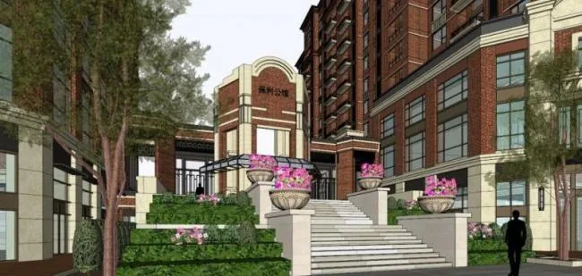 Sketchup Residential Model | High rise residential, street side commercial, classical style
