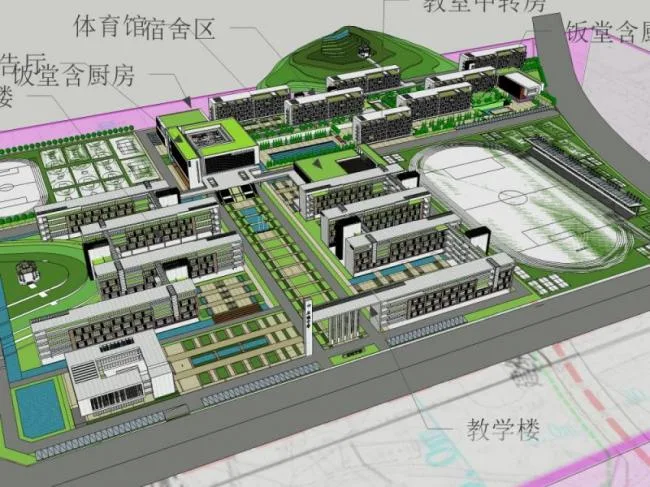 Sketchup School Model | Multi story High School, Campus Educational Architecture, Modern Style
