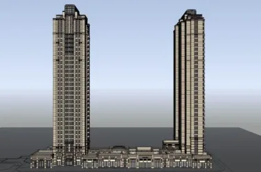 SketchUp Model: Classical High-Rise Residential with Ground-Level Commercial Spaces-BIM WORLD