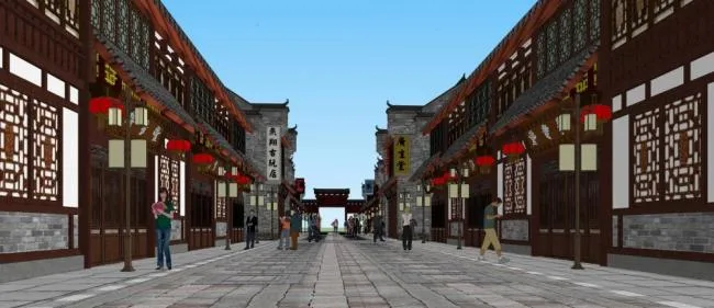 Sketchup Business Model | Multi story Commercial Street, Shopping Mall, Chinese Style