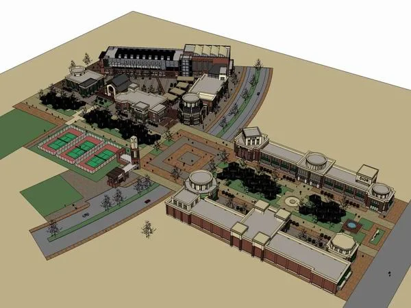 Sketchup Business Model | Multi story commercial street, pedestrian street, American classical style