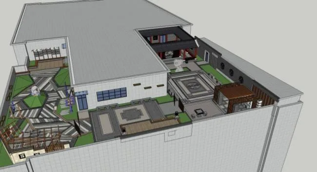 Sketchup Landscape Model | Roof Garden, Modern Chinese Style