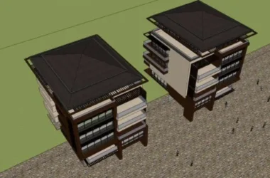 Modern SketchUp Villa Model with Garden Design-BIM WORLD