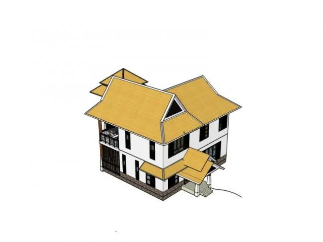 Sketchup Villa Model | Solo Villa, Southeast Asian Style, Classical Style