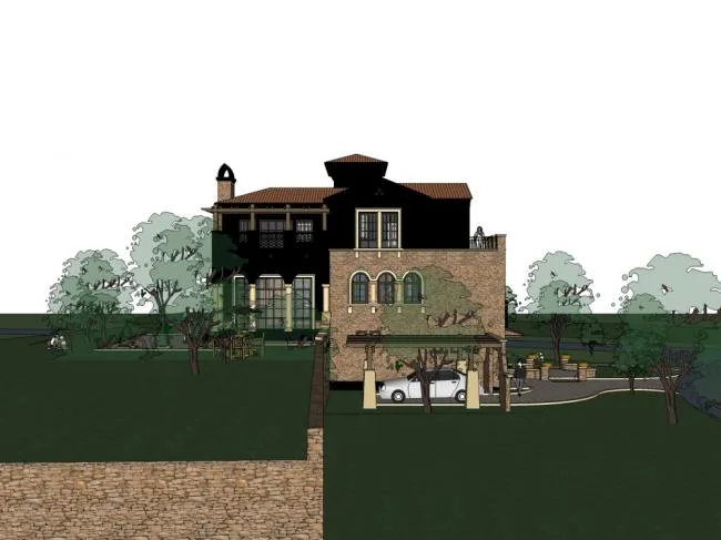 Sketchup Villa Model | Single Family Villa, Classical Style