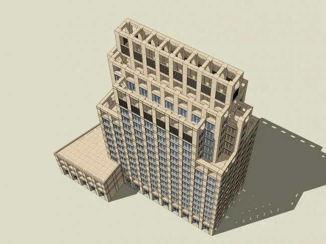 SketchUp Office Model | Classical High-Rise Office Building