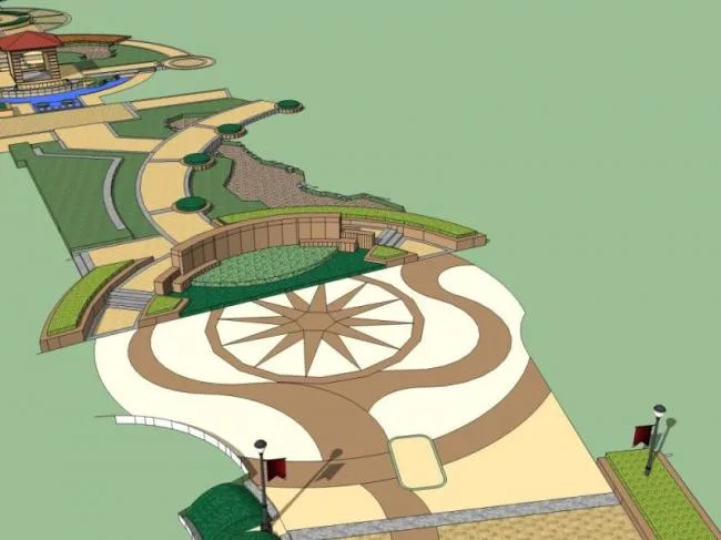 Classical Square Landscape Design in SketchUp