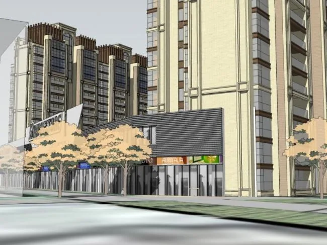 Sketchup Complex Model | Multi story Urban Complex, Residential, Ground Floor Commercial, Classical Style