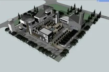 SketchUp Business Model: Multi-Story Commercial Street in Modern Chinese Style-BIM WORLD