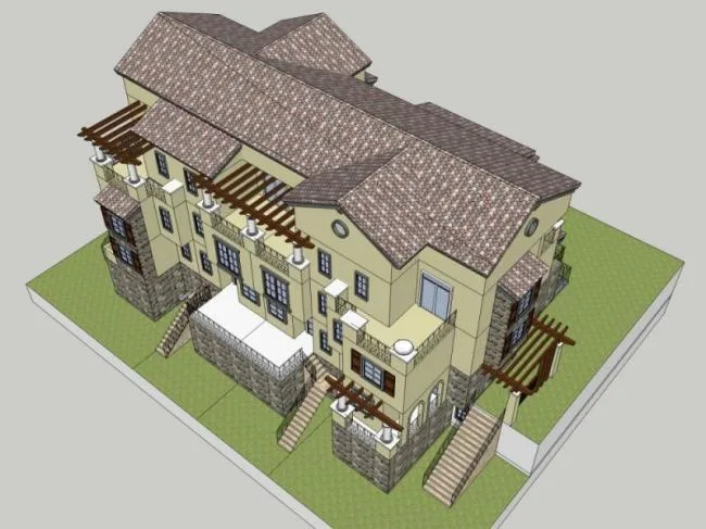 Sketchup Villa Model | Stacked Villa, Modern Style