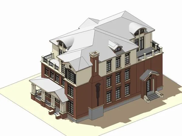 Sketchup Villa Model | Single Family Villa, Classical Style