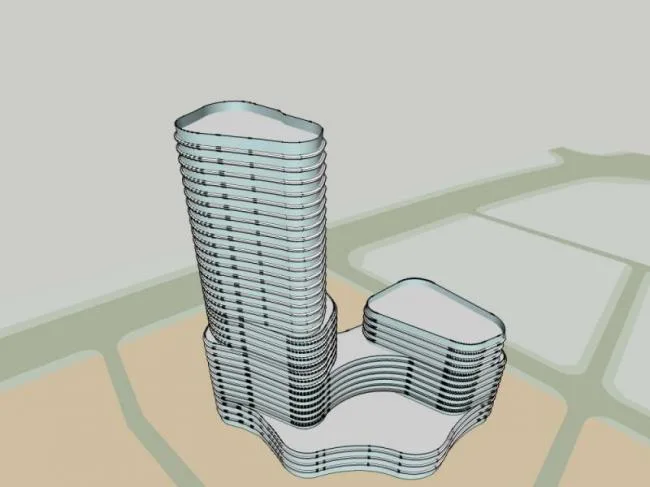 Sketchup Residential Model | Super high-rise residential, ground floor commercial, modern style