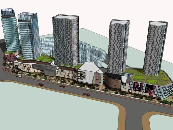 Sketchup Complex Model | Multi story High rise Complex, Office Building, Hotel, Commercial, Modern Style