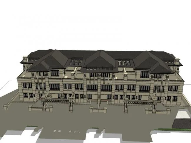 Sketchup Villa Model | Multi row Villa, European Style, Classical Style
