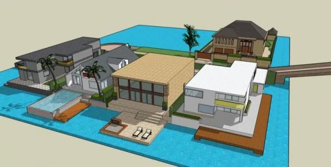Sketchup Villa Model | Multi row Villa, Modern Style