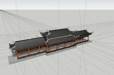 SketchUp Model of Ancient Chinese Architecture: Corridor Bridge and Cultural Design-BIM WORLD