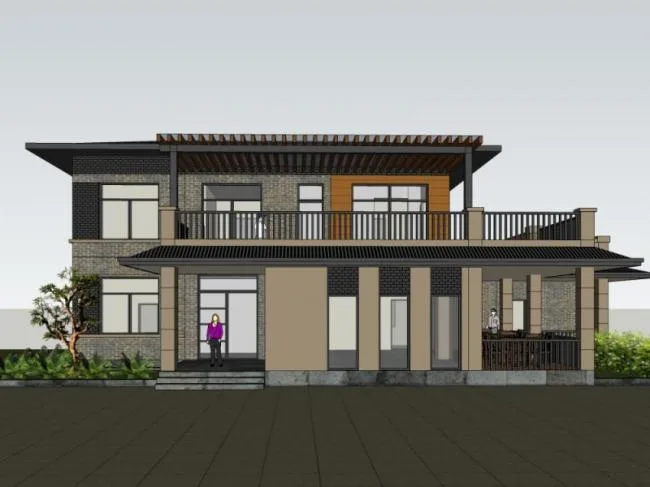Sketchup Villa Model | Solo Villa, Modern Chinese Style