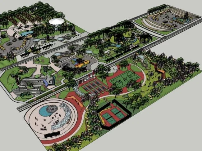 Sketchup Landscape Model | Leisure Park Landscape, Modern Style, Leisure Landscape