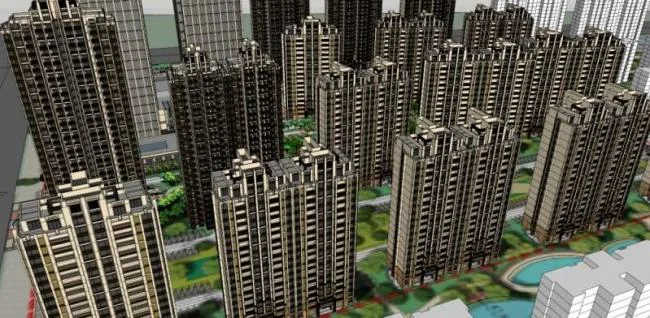 Sketchup Residential Model | Super high-rise residential, ground floor commercial, classical style