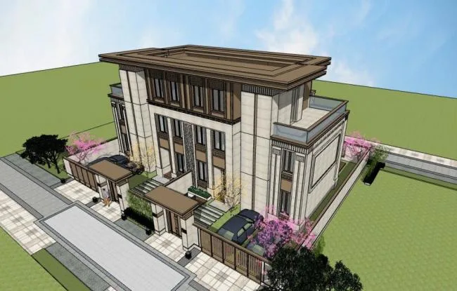 Sketchup Villa Model | Twin Villa, Garden Villa, Modern Style