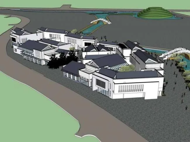 Sketchup Business Model | Multi story Commercial Street, Pedestrian Street, Chinese Style