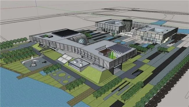 Sketchup Cultural Model | Multi-story Technology Exhibition Hall, modern style, with attached renderings and CAD drawings