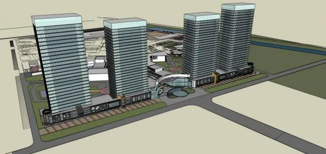 Sketchup Complex Model | High rise complex, residential, commercial podium, office, modern style