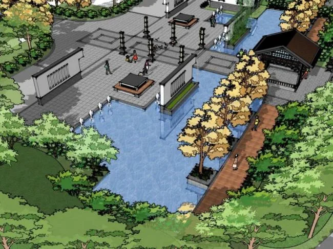 Sketchup Landscape Model | Residential Community Landscape, Chinese Style