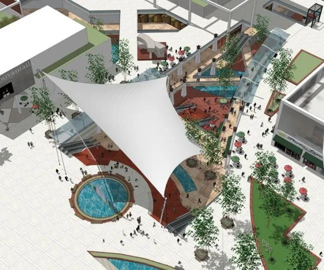 Sketchup Business Model | Submerged Commercial Plaza, Modern Style