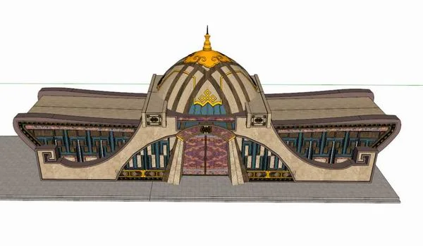Sketchup Business Model | Multi-story Ethnic Restaurant, Commercial, Classical Style
