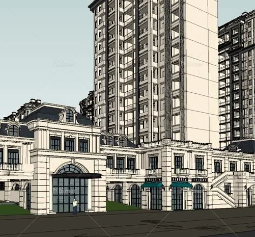 Sketchup Residential Model | High rise residential communities, residential buildings, French style, classical style, European style