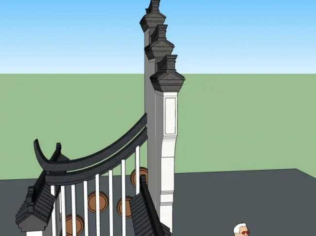Sketchup Sketch Model | Entrance, Chinese Style, Sketch