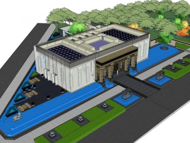 Sketchup Business Model | Low rise Clubhouse, Western Neoclassical Style