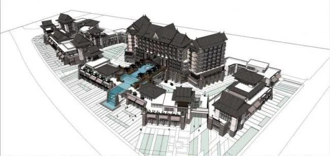 Sketchup Hotel Model | Multi story Hotel, Southeast Asian Style