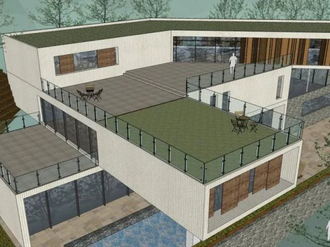 Sketchup Business Model | Low Level Clubhouse, Modern Style