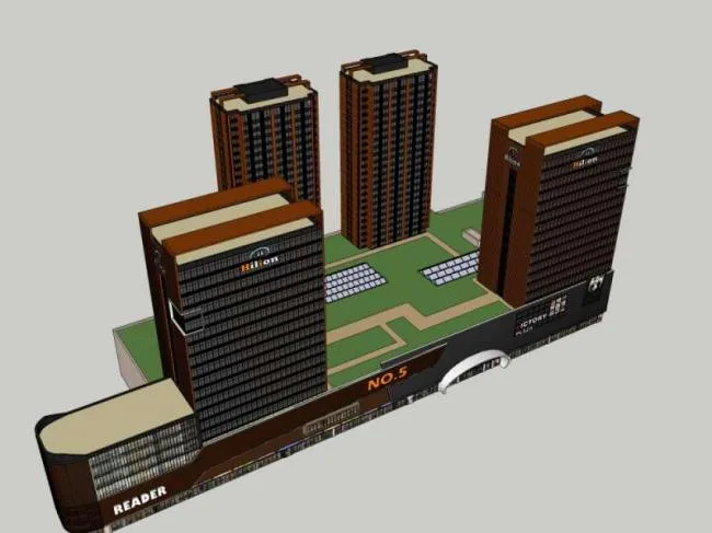 Sketchup Complex Model | Multi story High rise Complex, Office, Ground Floor Commercial, Hotel, Apartment, Classical Style
