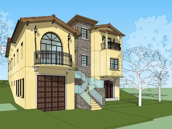 Sketchup Villa Model | Single Family Villa, Classical Style