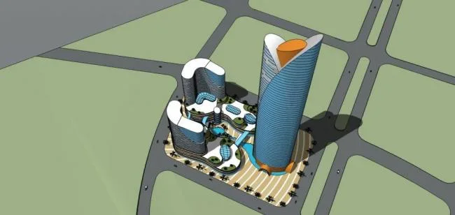 Sketchup Complex Model | Super high-rise commercial complex, modern style, hotel office, shopping mall