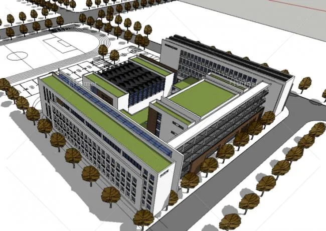Modern Multi-Story Middle School Building Design | Educational Architecture in SketchUp