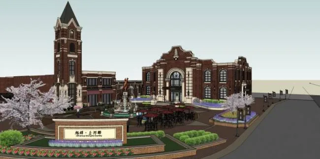 Sketchup Business Model | Low rise Sales Office, Classical Style