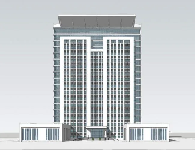 Modern High-Rise Office Building Model in SketchUp