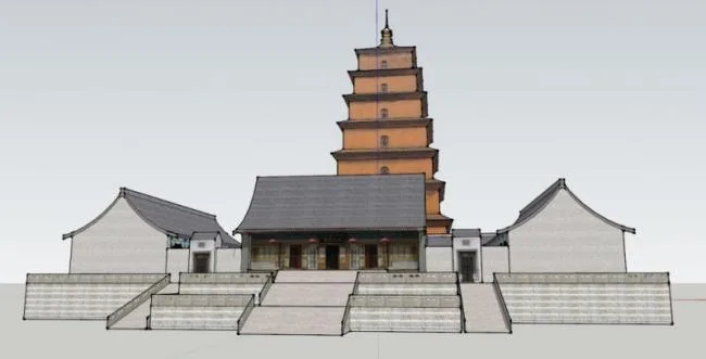 Sketchup Ancient Architecture Model | Multi story Temple and Courtyard, Chinese Style, Ancient Architecture