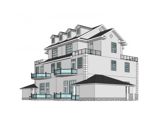 Sketchup Villa Model | Stacked Villa, Chinese Style