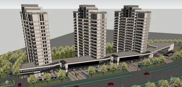 Sketchup Residential Model | High rise residential, bottom commercial, street side commercial, classical style